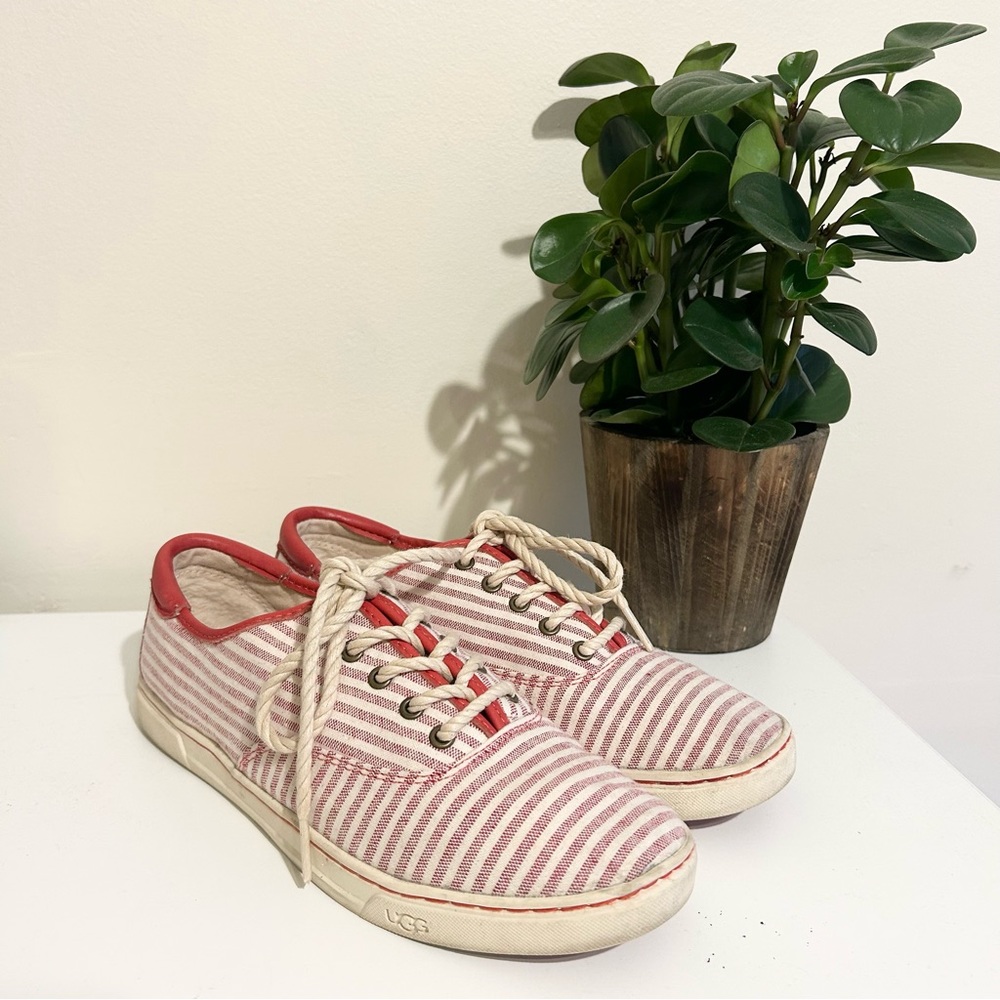 UGG Women’s Red Striped Rope Lace Sneakers Size 9